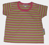 Bright Bots Short Sleeve Stripey Tshirt 3-6 months Pink/Green