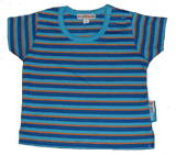 Bright Bots Short Sleeve Stripey Tshirt 3-6 months Turquoise/Blue & Orange