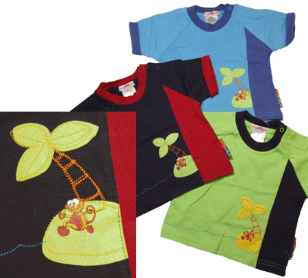 Bright Bots Short Sleeved T Shirt Monkey Motif