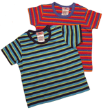Bright Bots Stripey Short Sleeved Tshirt 3-6 months Blue, Red & Orange