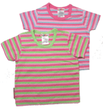 Bright Bots Stripey Short Sleeved Tshirt 3-6 months Pistachio, Strawberry & Pale Pink
