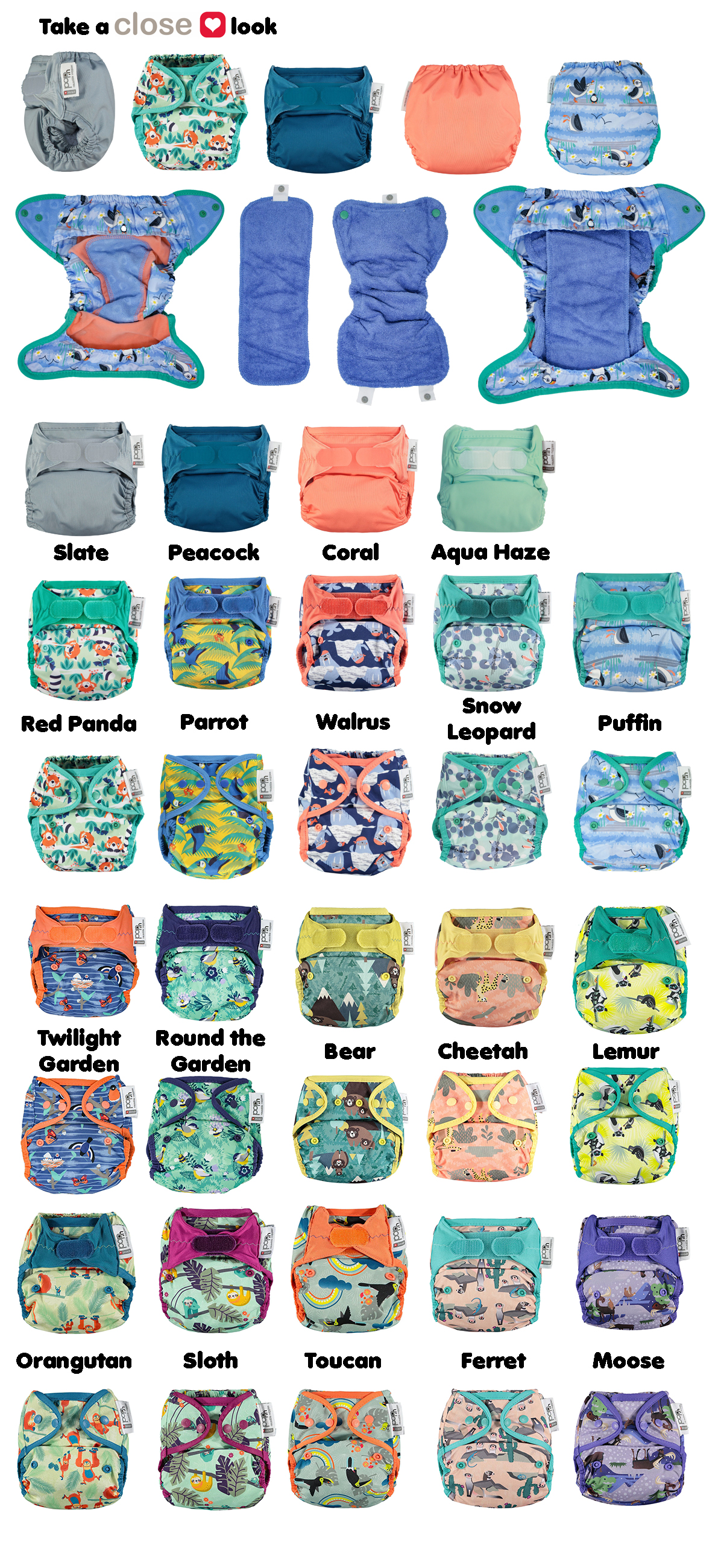 Close PopIn Nappy Twilight Garden - Aplix fastening