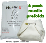 MuslinZ prefolds Size 1 newborn, 6 pack, white