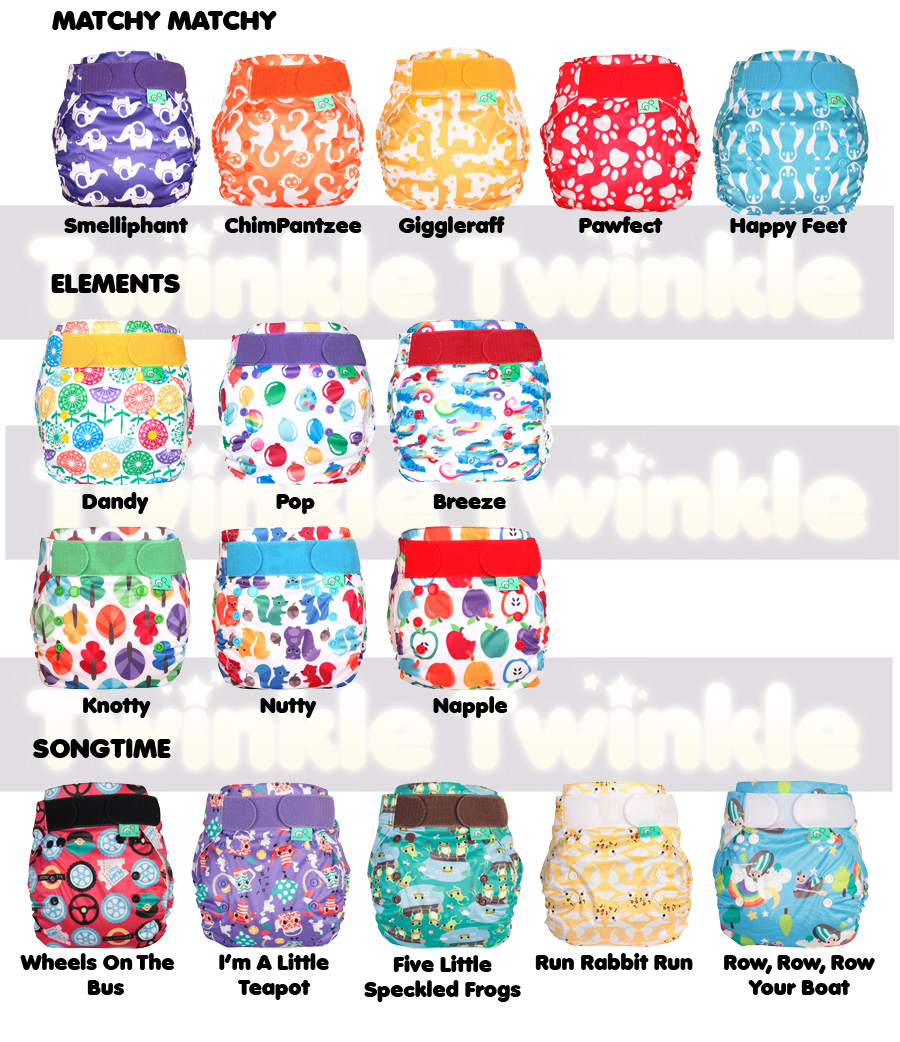 Tots Bots PeeNut Wrap Size 2 Elements Prints