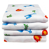 Pack of 4 85cm Imse Vimse Zoo Print Muslins